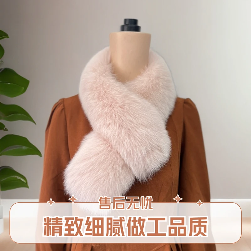 狐狸毛真毛围脖纯色保暖女男女通用少女风围巾秋冬围脖大毛领韩版