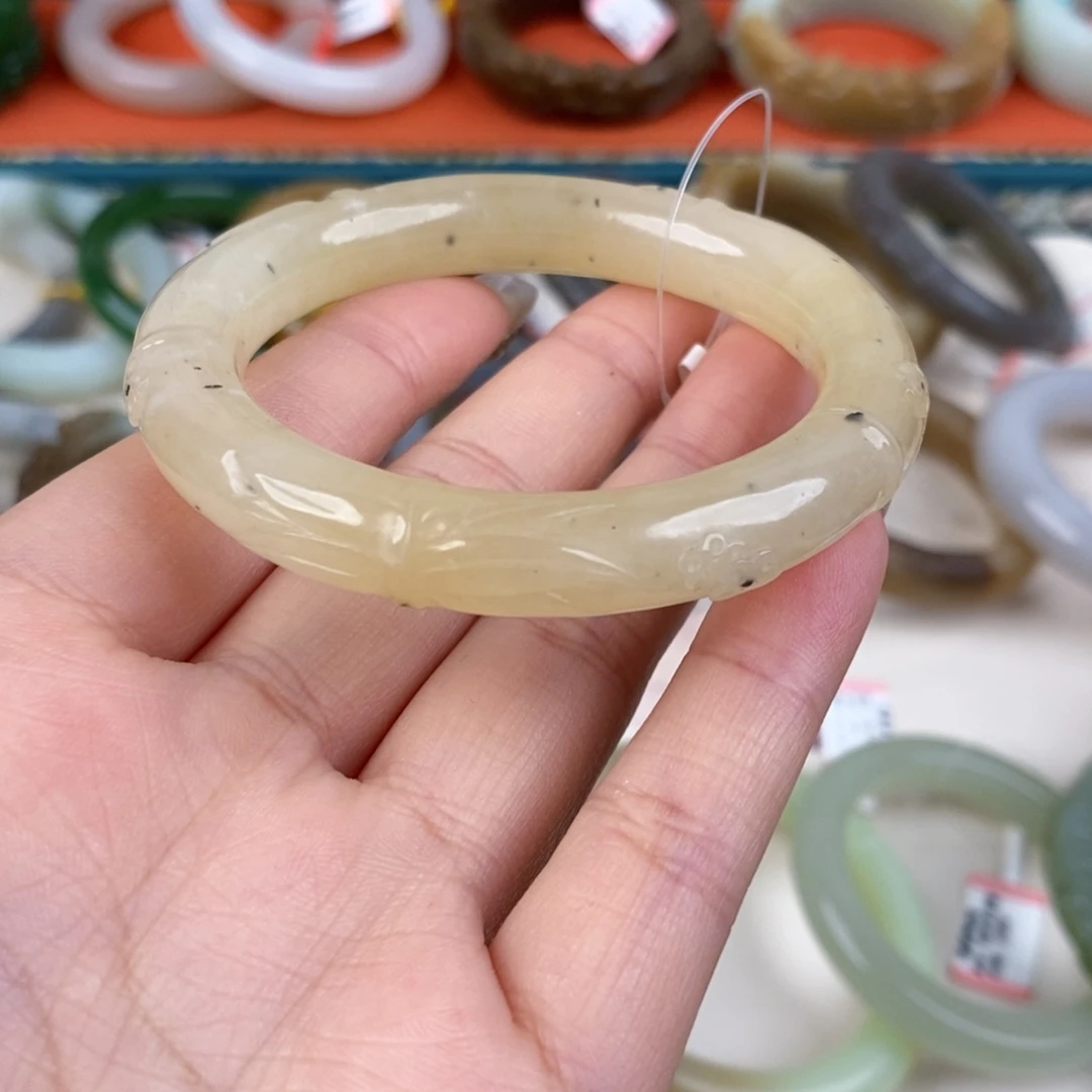 和田玉未镶嵌手镯且末糖手镯51.8#