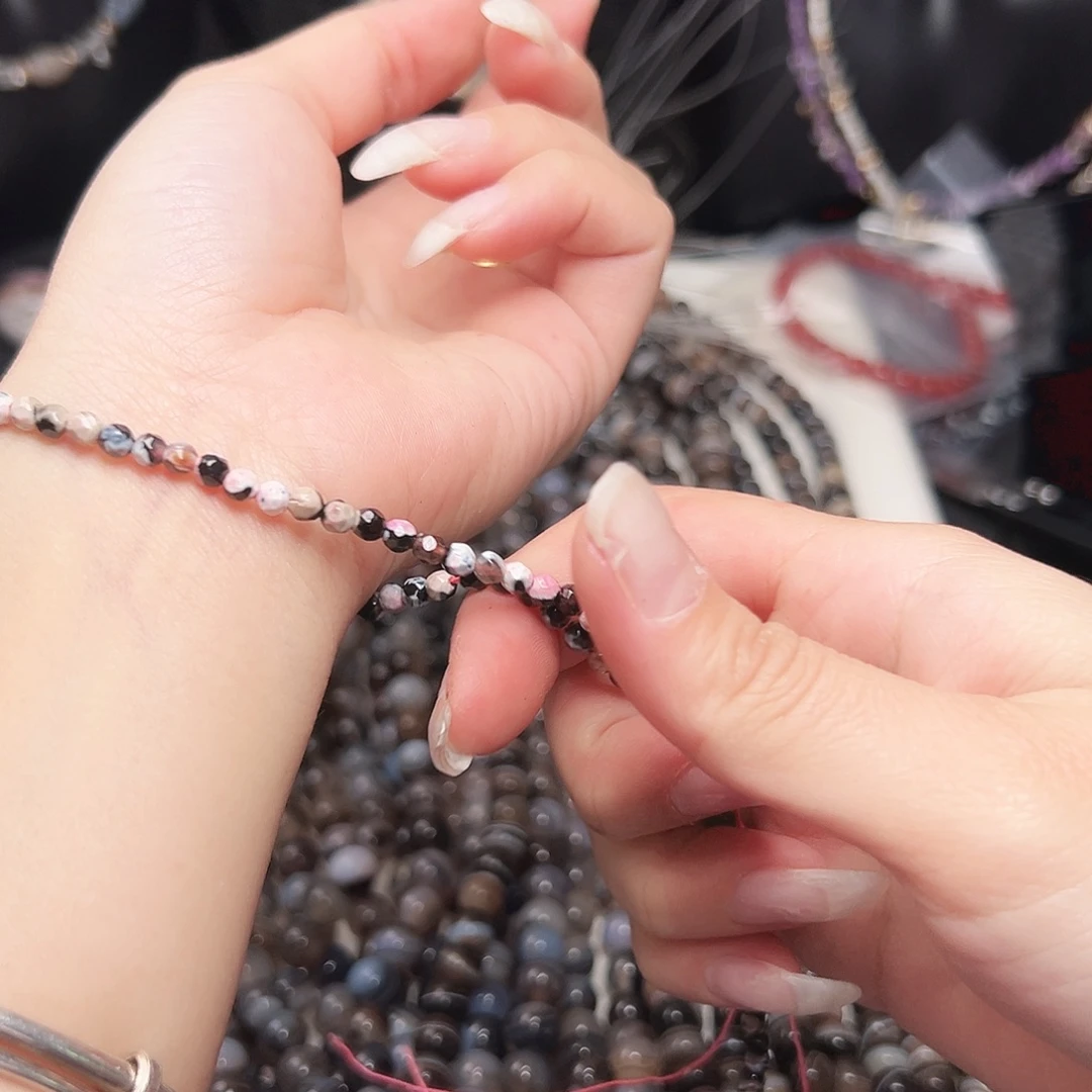 玛瑙/玉髓未镶嵌珠宝半成品l753 4m 奶皮碧玺一条