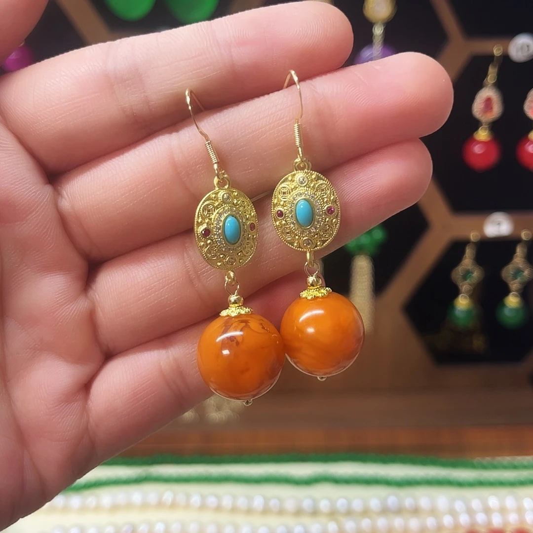 锆石纯铜925银耳饰