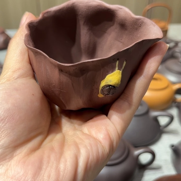 原矿紫砂纯手工百财蜗牛功夫茶品茗用主人杯