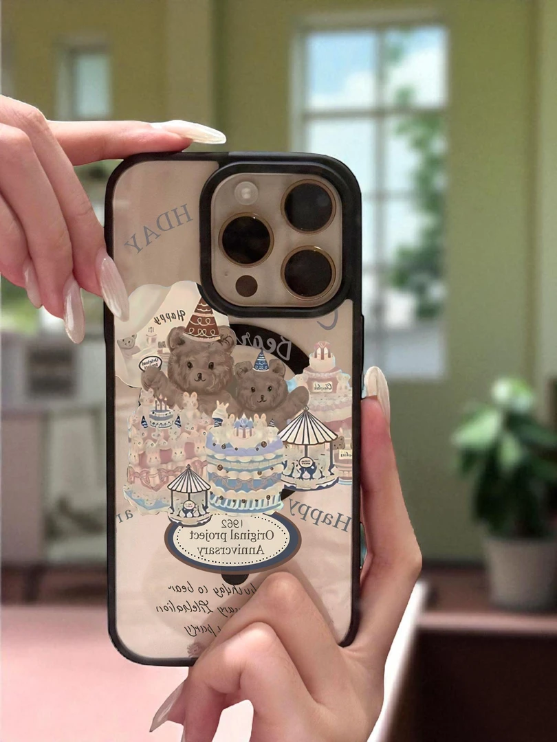 生日小熊适用iPhone16promax手机壳苹果15卡通13创意12磁吸防摔女