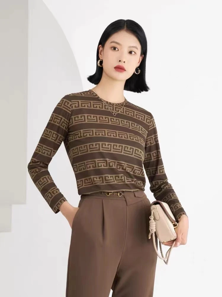 [格外有喜]新品圆领针织毛衣印花简约休闲复古风百搭上衣170219