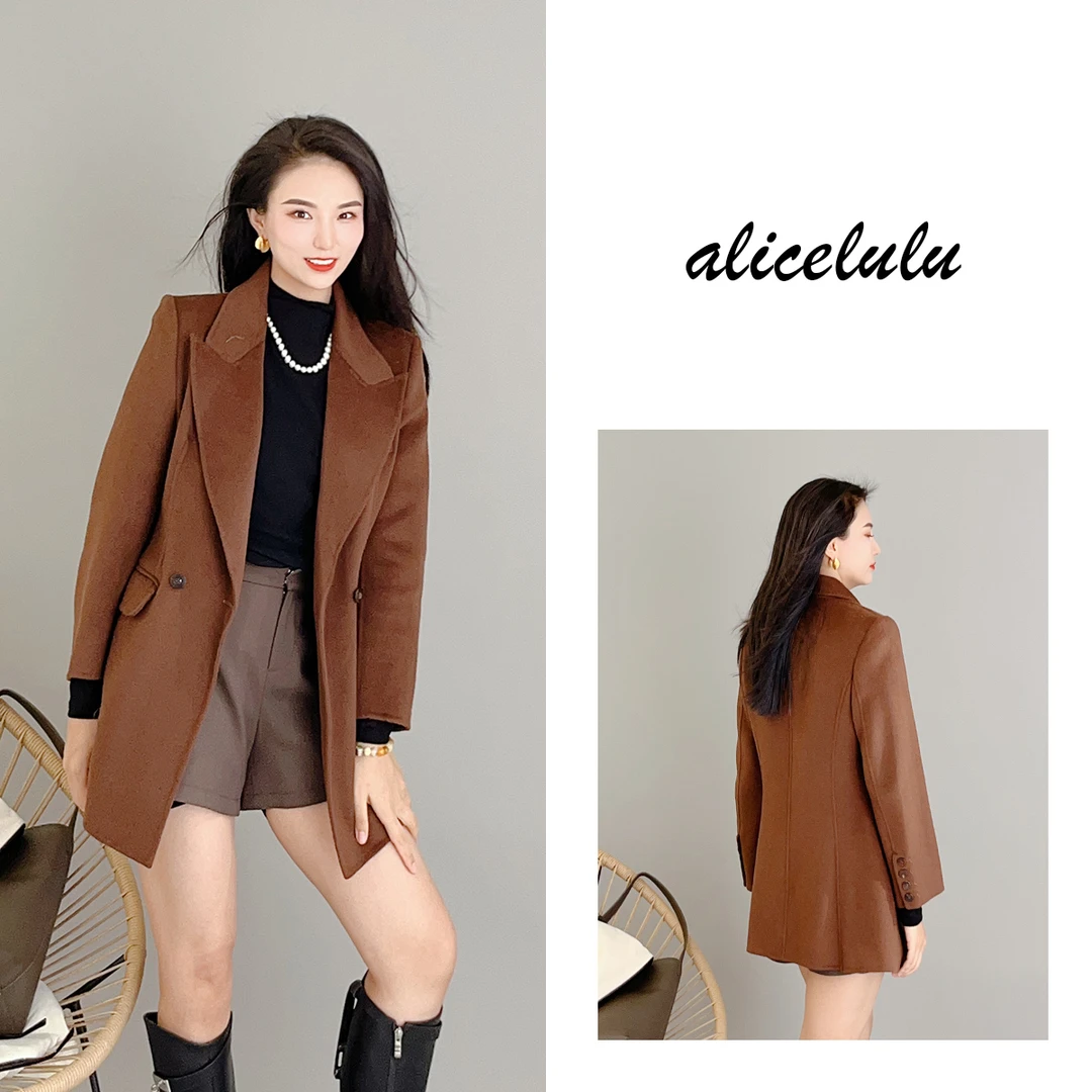 6 alicelulu 大嫂眼光毛呢大衣 戗驳领 柔糯舒适 S2139782Kr