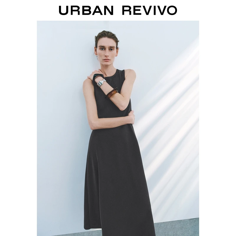 UR2025秋季新款女简约休闲百搭收腰无袖连衣裙UWM750085+