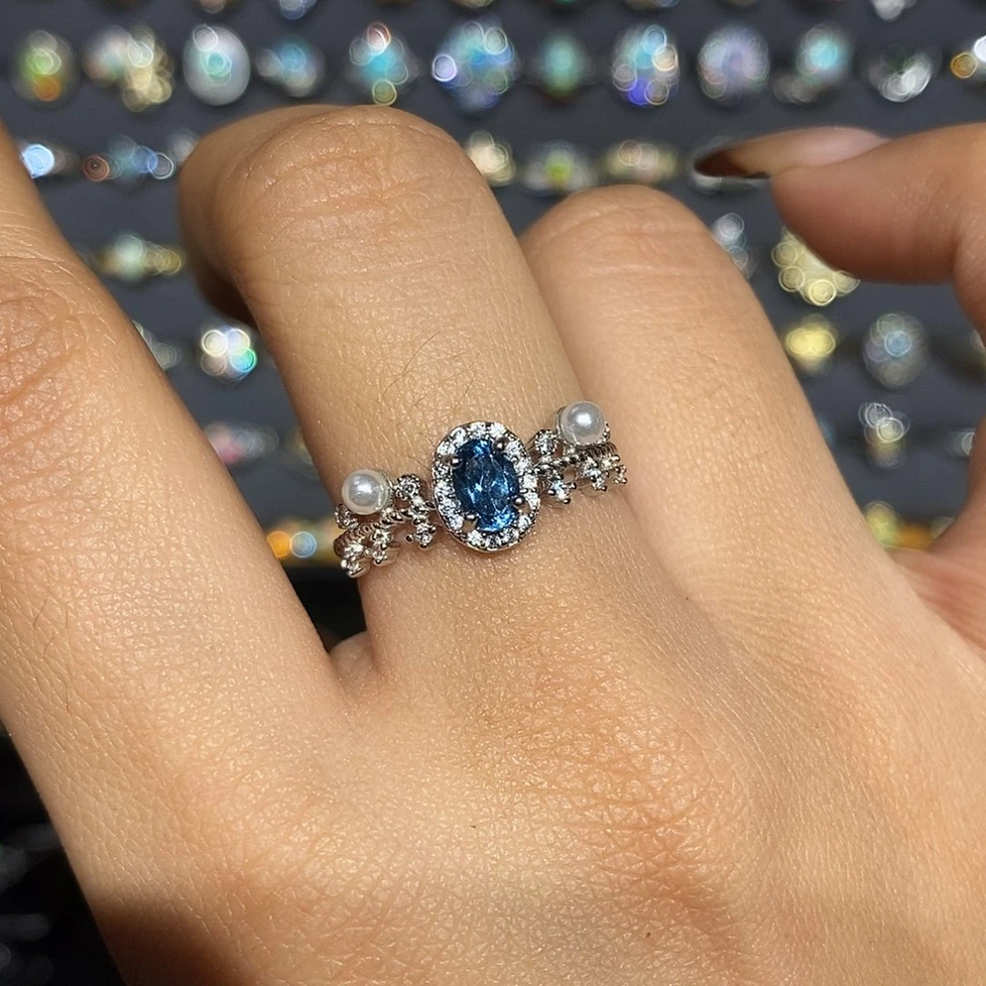 戒指托帕石银S925镶嵌