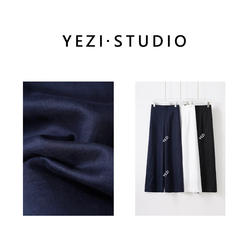 【黑-白-调亚麻裤】百-百亚麻轻盈垂坠文艺休闲阔腿直筒裤25236030