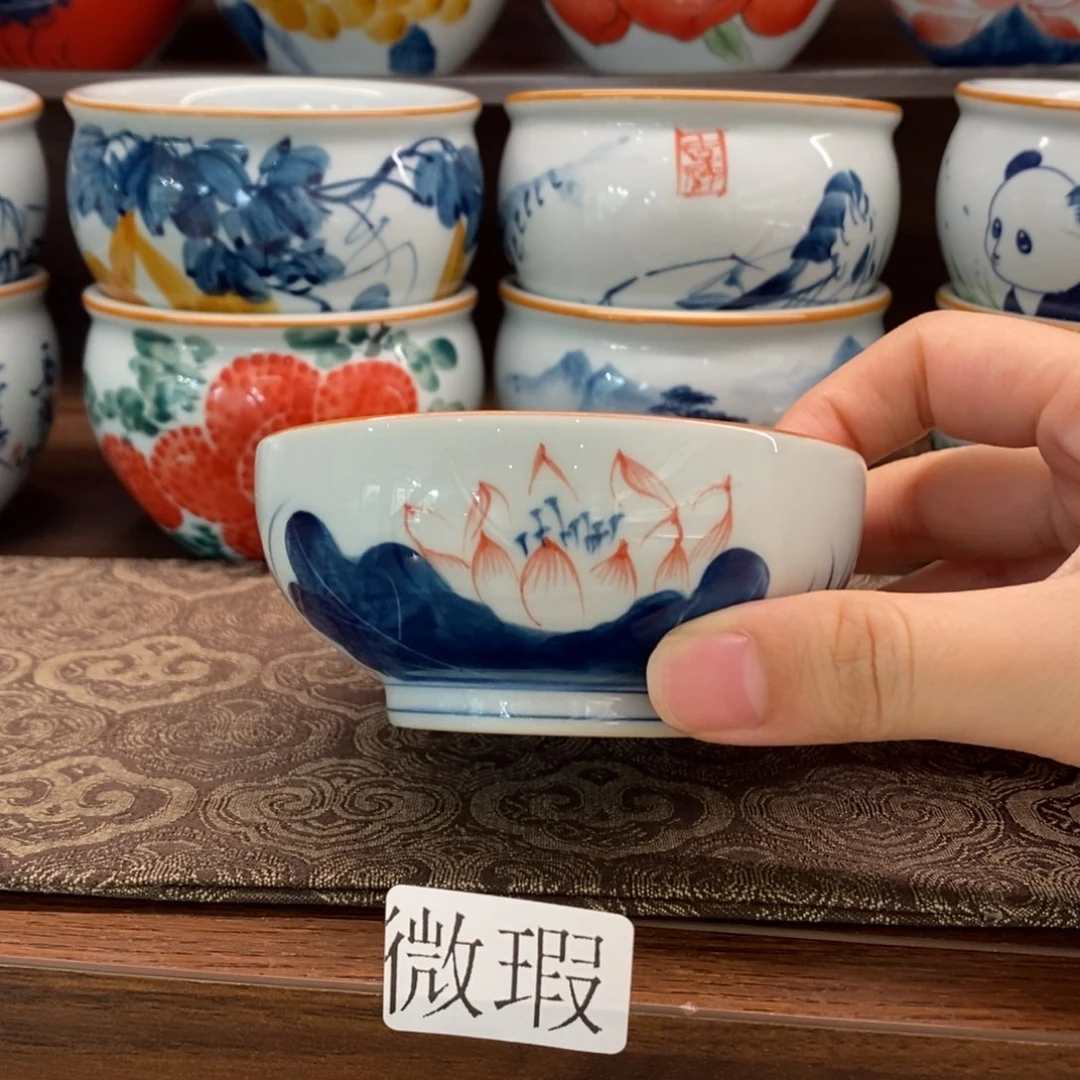 微瑕釉下彩纯手绘手工绘制