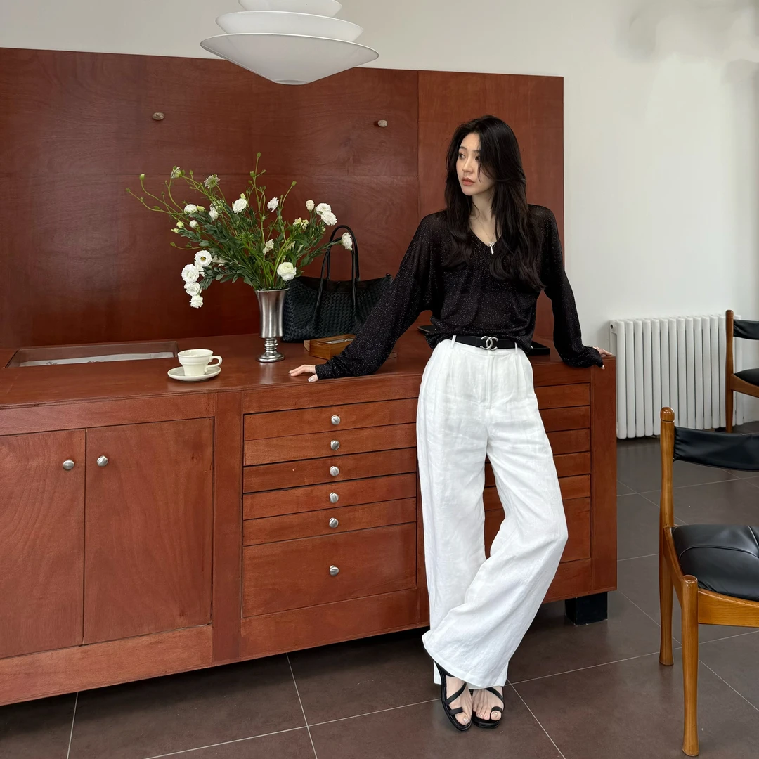 王嬛嬛MsLime25年春款【时光】双色V领长袖 HD2A0706