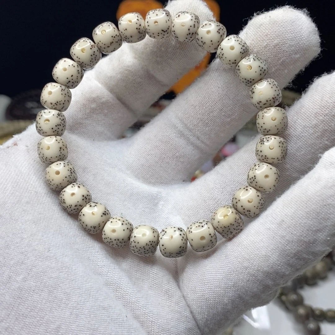 星月菩提手串星月菩提9x8股瓷白月留白