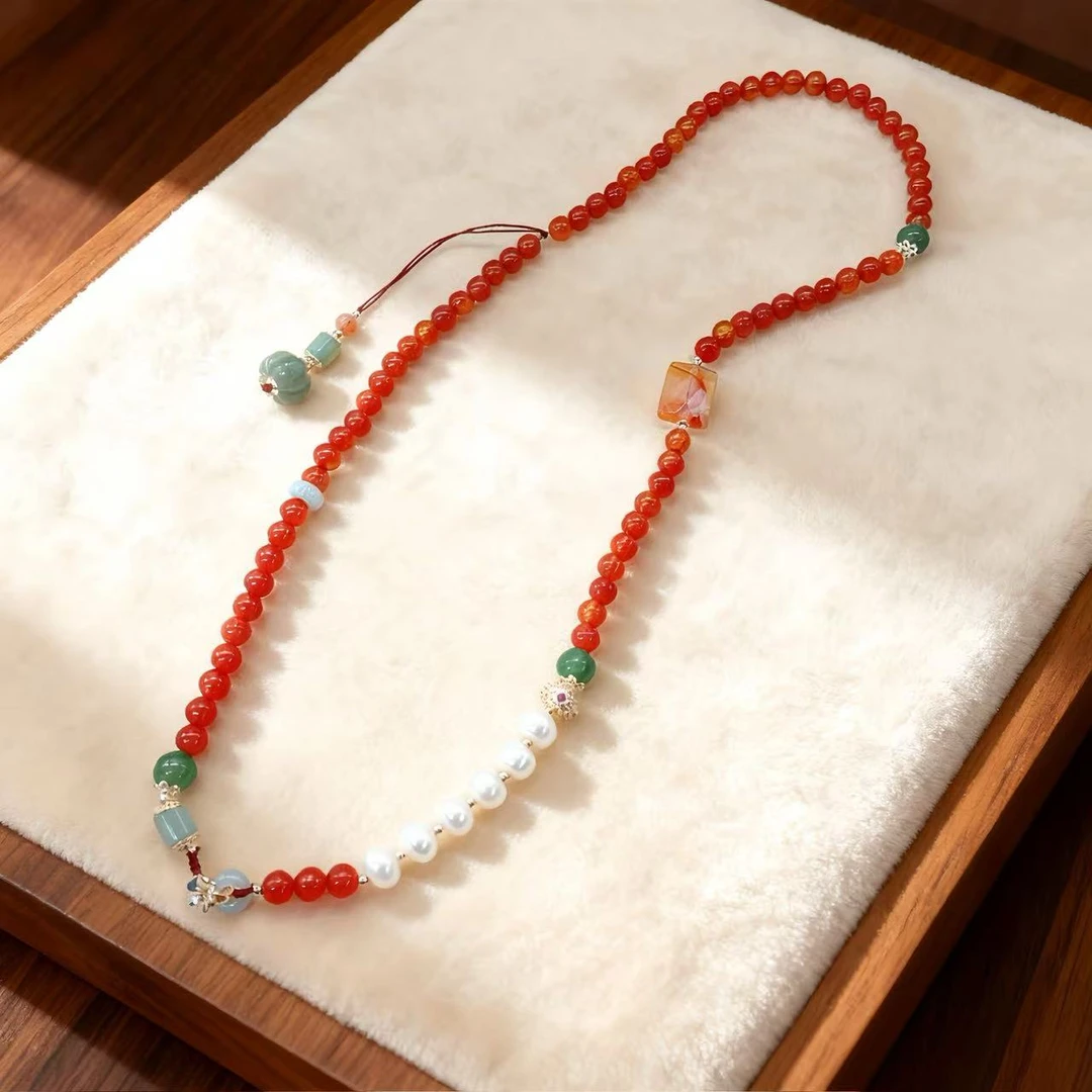 铜合金项链 满园溢香串珠新中式复古旗袍小众毛衣链配饰爆款中国