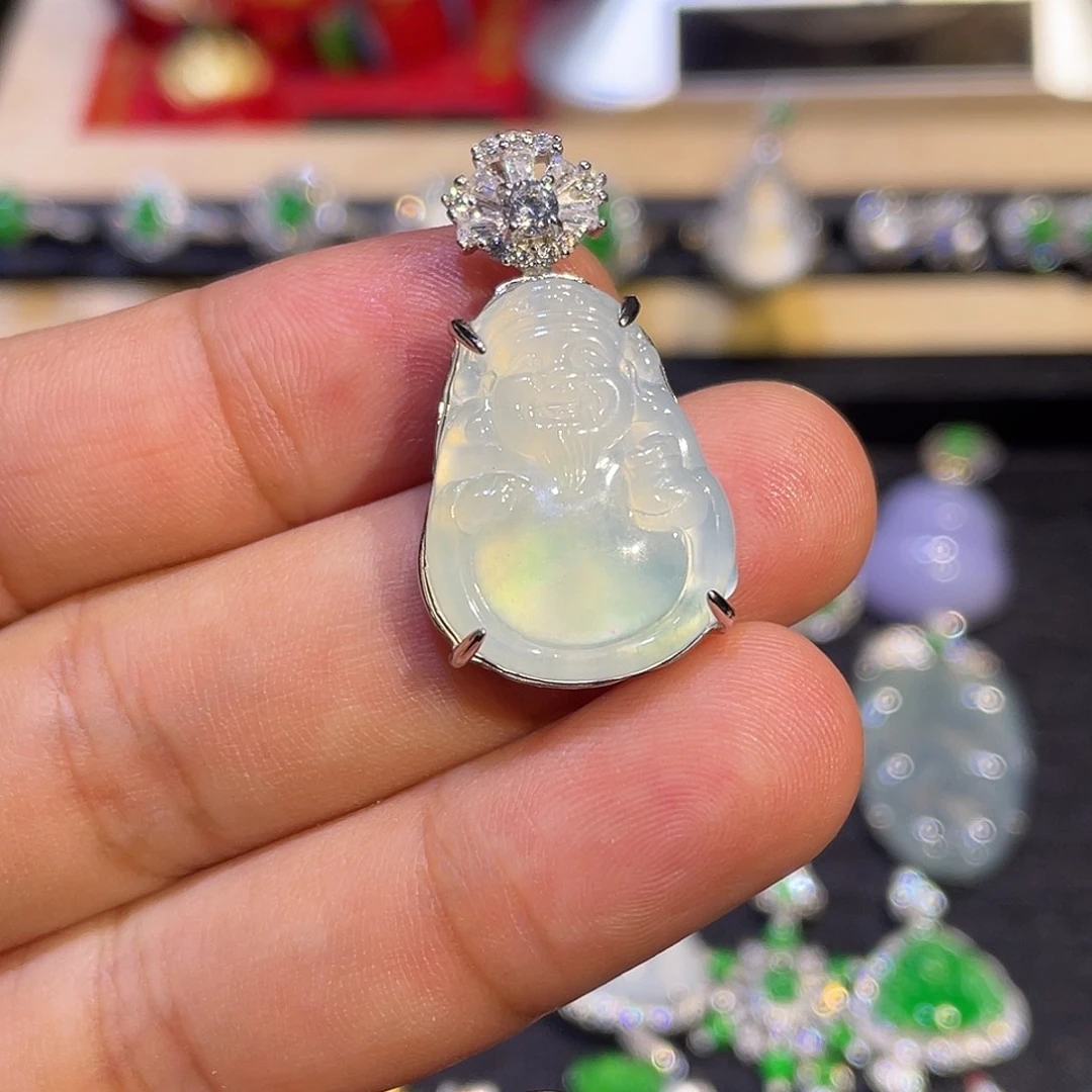 翡翠银S925镶嵌吊坠(不含链)