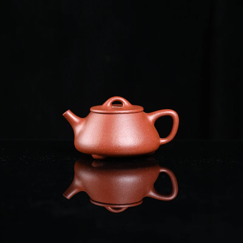 九门自营精工半手99纯红降坡平盖石瓢容量160cc左右紫砂壶