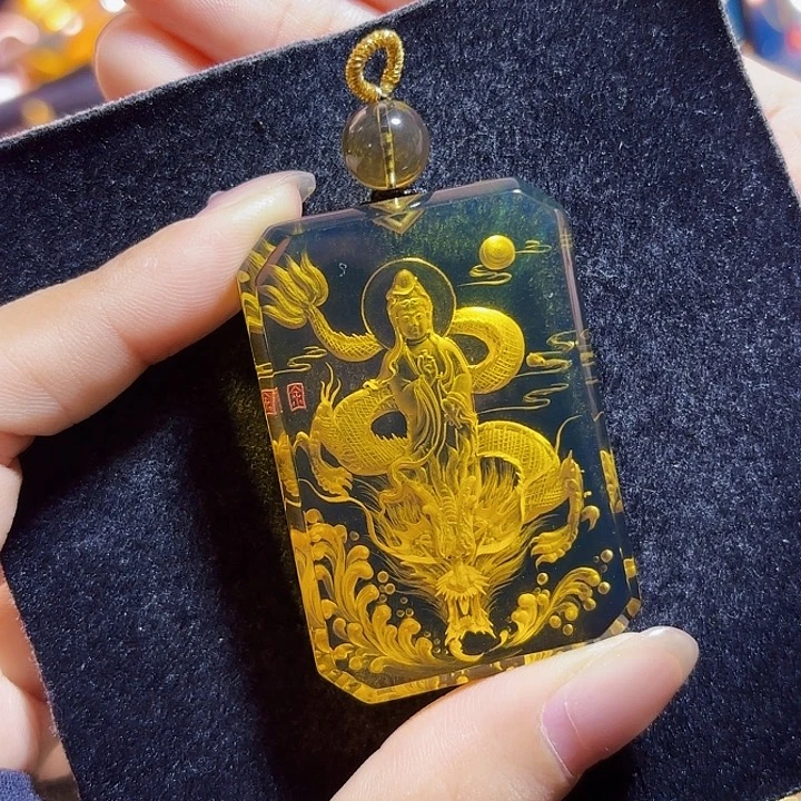 蓝珀未镶嵌珠宝奇石墨西哥蓝珀玉龙观音
