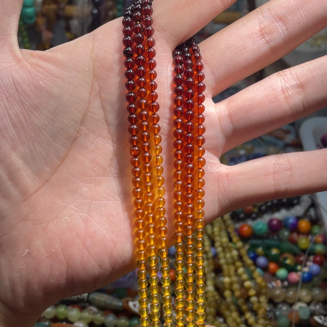 石英质玉，天然凤凰琥，珀4mm渐变色，未镶嵌