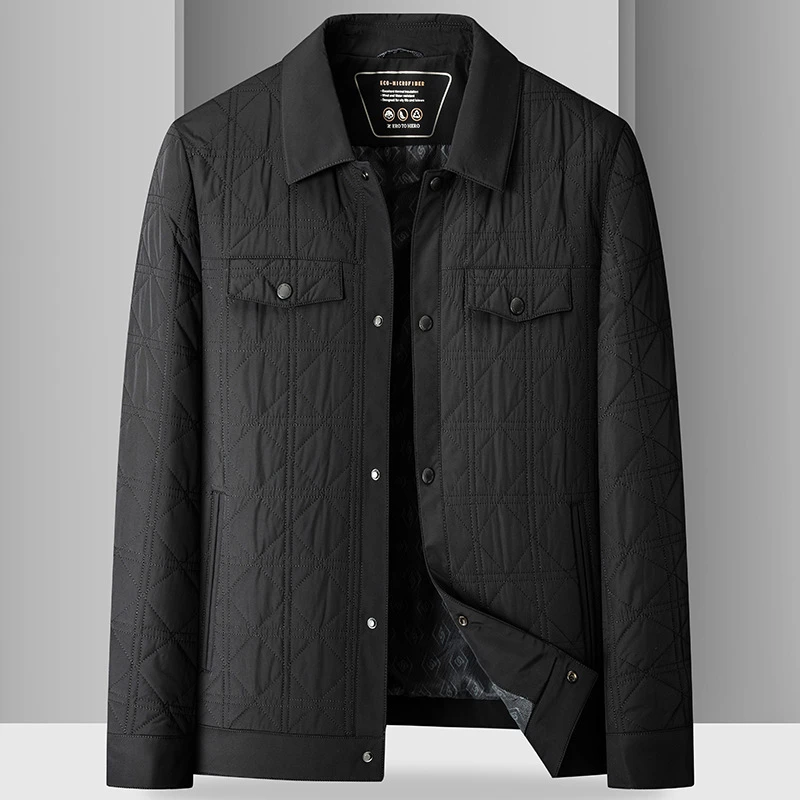 大码男士冬季休闲加厚商务保暖翻领中年立领加棉夹克胖子棉衣外套