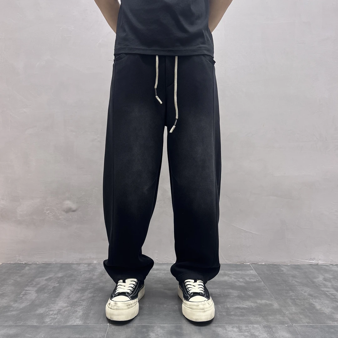 2025秋季新款美式复古水洗做旧直筒休闲裤男潮牌宽松阔腿运动卫裤