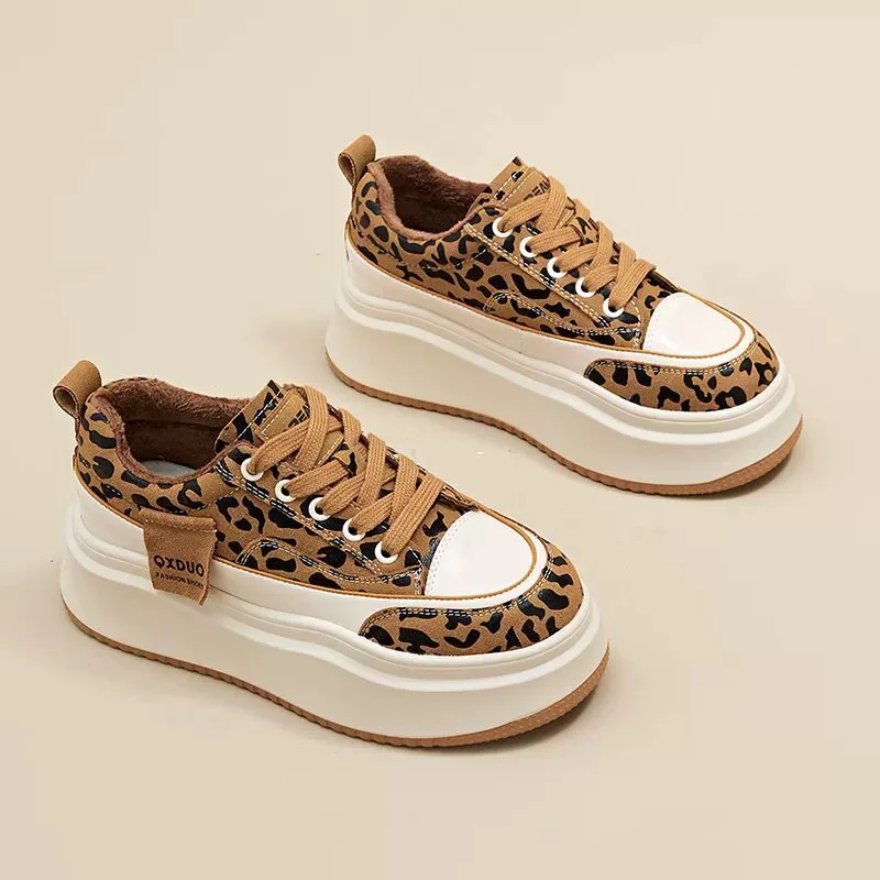 5558-1春秋黑色休闲运动鞋休闲板鞋ins板鞋豹纹小白鞋休闲鞋厚底