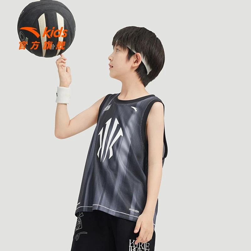 安踏儿童男女大童针织背心2025夏款透气舒适亲肤吸湿速干运动背心