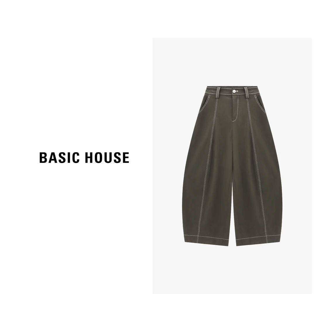 Basic House/百家好莱赛尔弯刀裤休闲宽松显瘦长裤-B0625B5IHI2