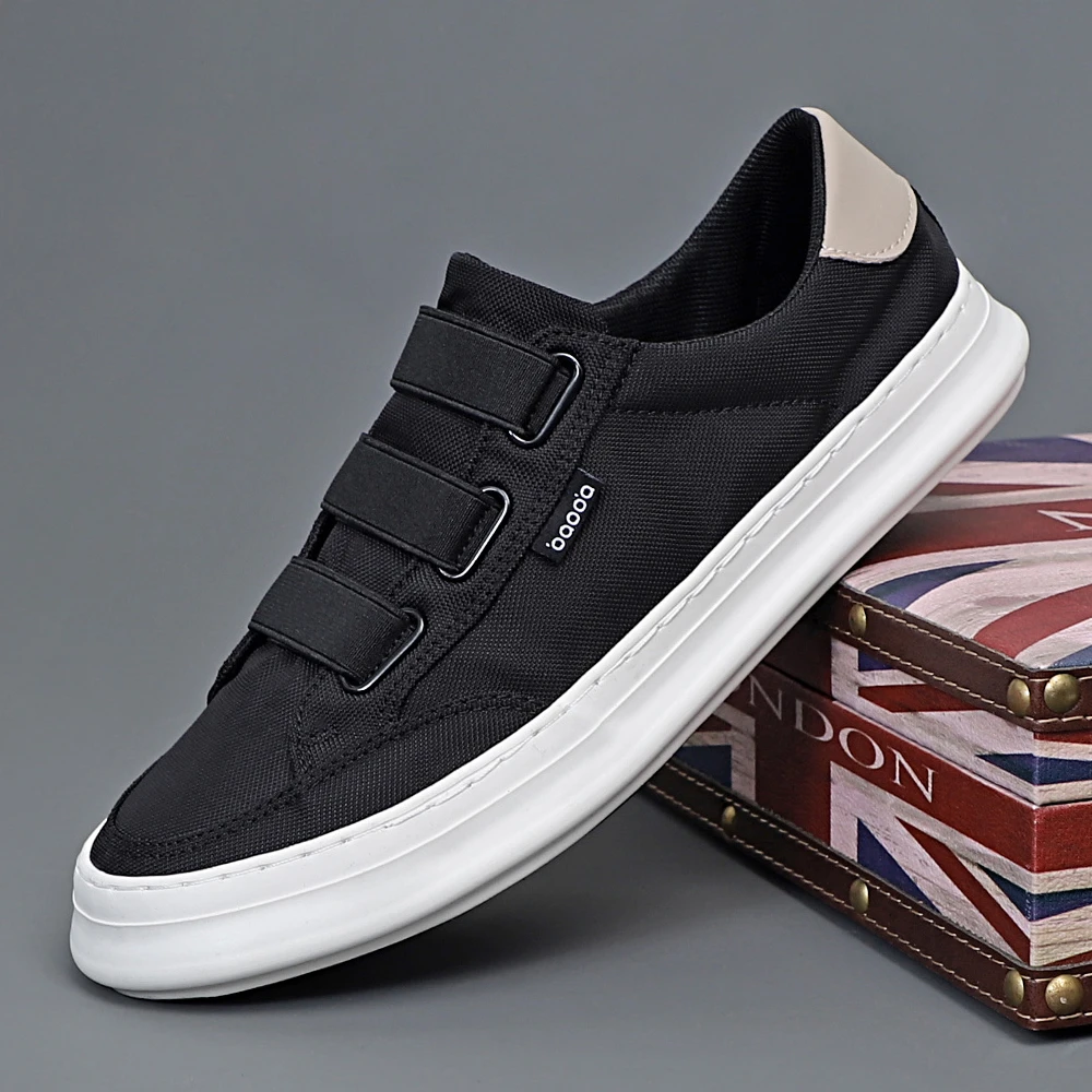 男士新款潮流百搭春夏秋季一脚蹬懒人透气帆布面学生低帮休闲板鞋