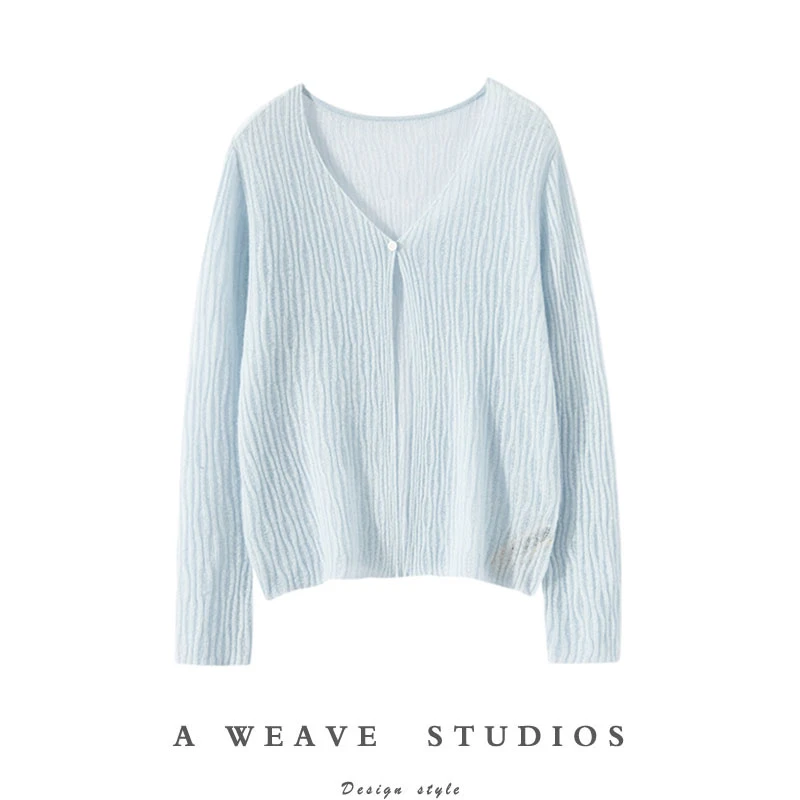 【100%羊绒】金银丝针织开衫外套女