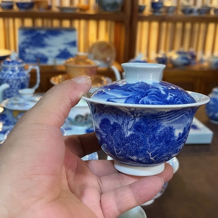 錡镇堂手工手绘盖碗