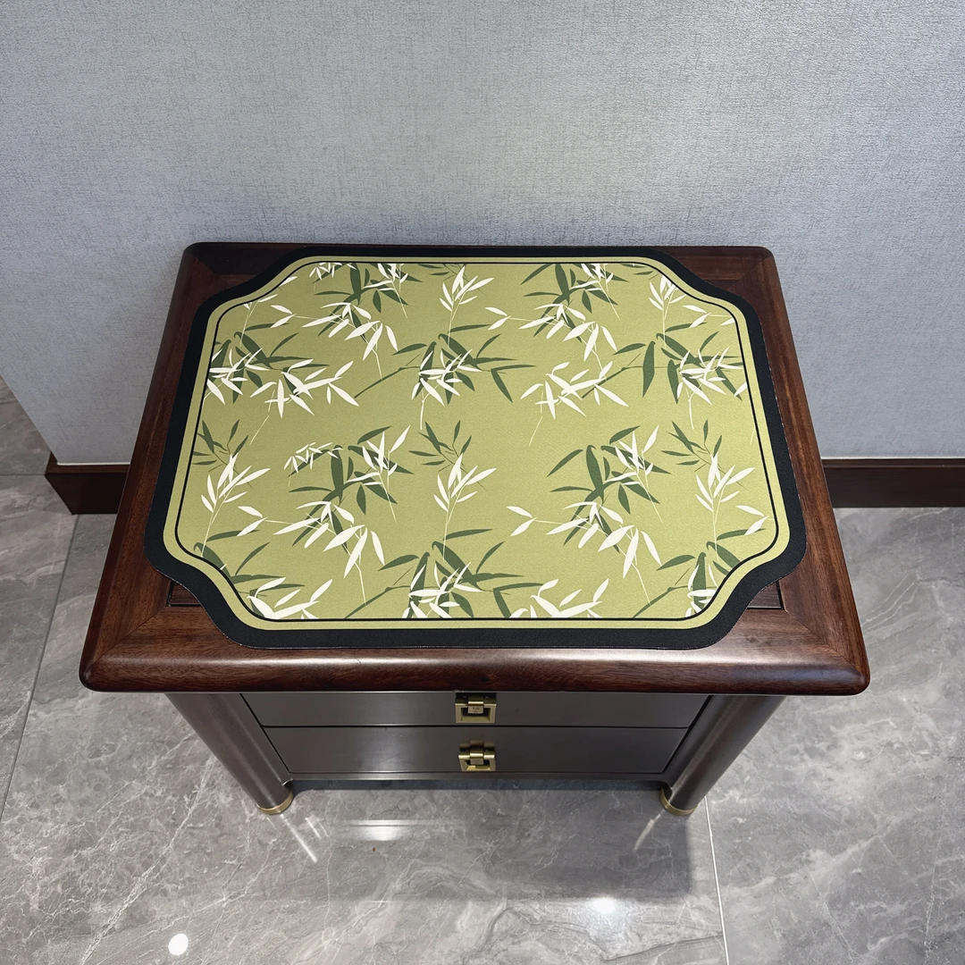 国风富贵竹床头柜保护垫吸水防尘桌垫防尘盖轻奢高级感卧室桌面垫