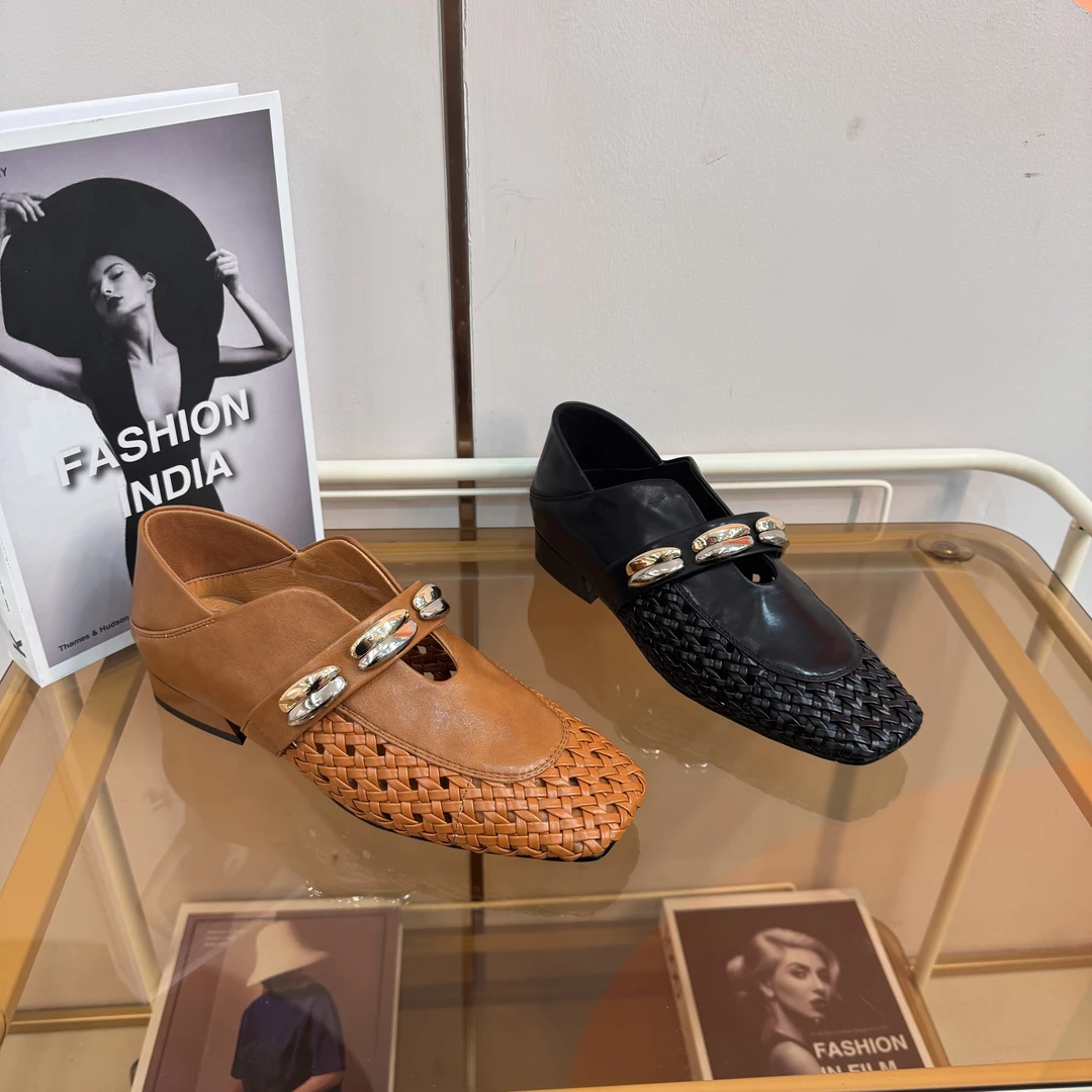 5cm D26040【月月专享】夏天休闲时尚百搭编织方头软底浅口小单鞋