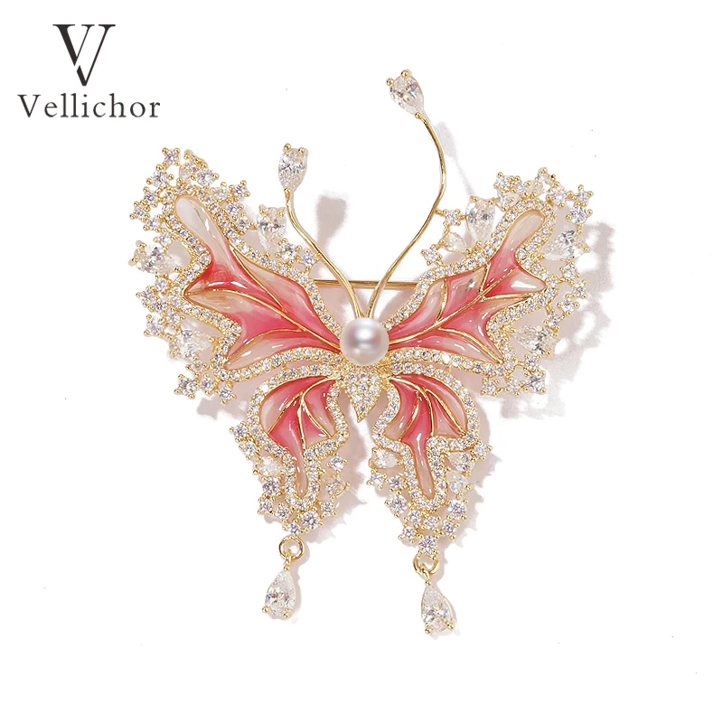 铜合金珐琅胸针 精致珐琅蝴蝶胸针女复古昆虫动物胸花高级感西装