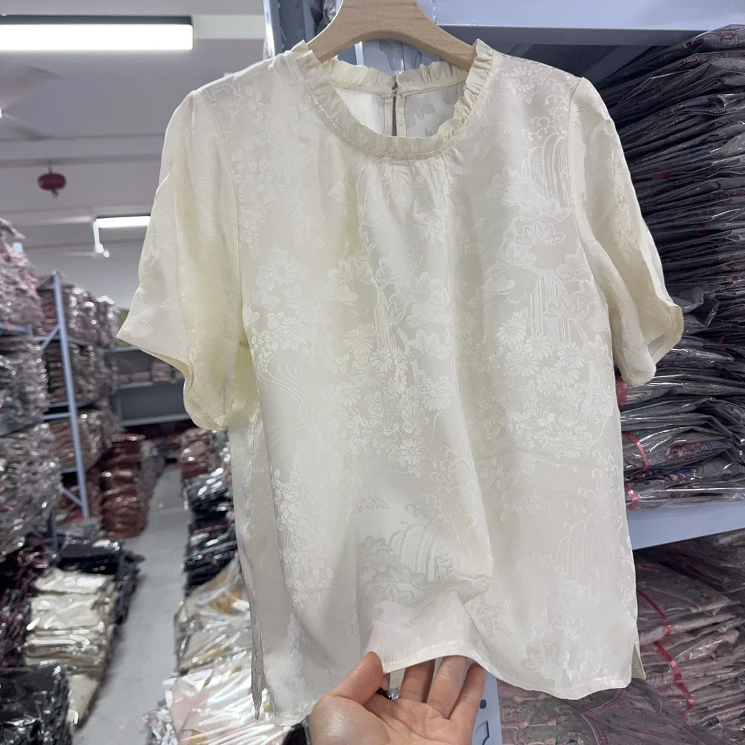 5603款新中式短款上衣【白缎】