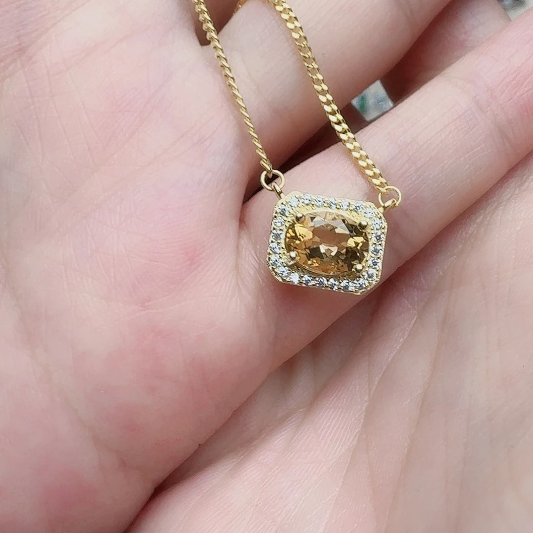 水晶颈饰银S925镶嵌吊坠