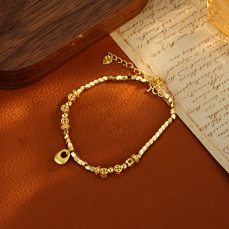 铜合金手链 1029【碎银几两】轻奢百搭金色古法碎碎钱币福袋手链