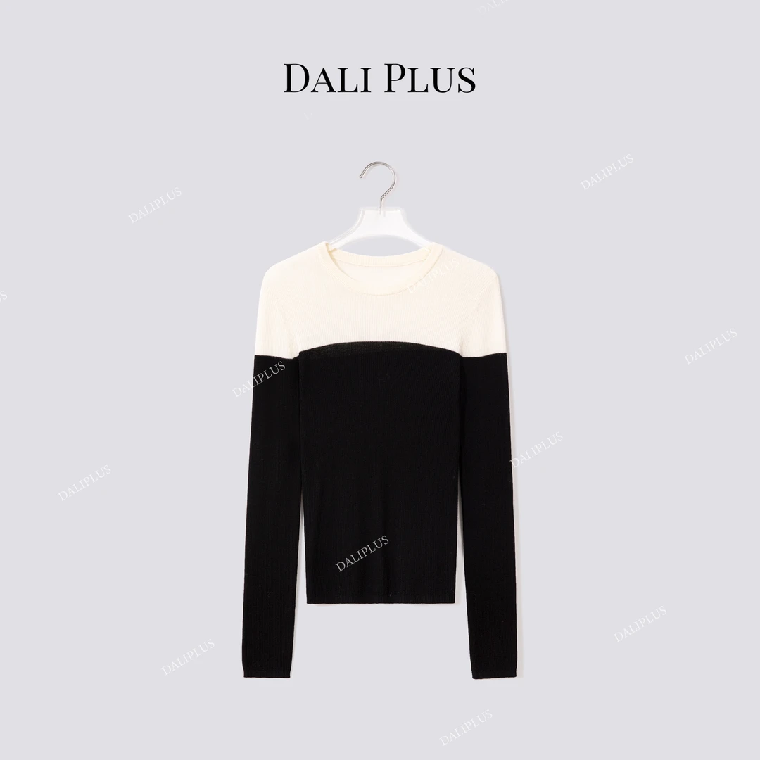 DALI PLUS“100绵羊毛黑白针织”针织毛衣-D5ST1473
