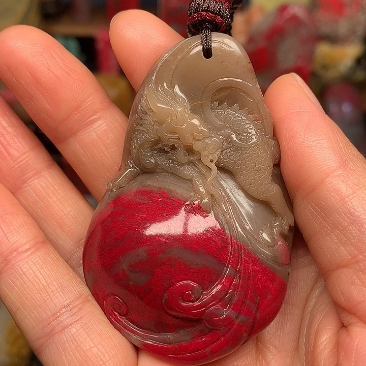 昌化石其他精品牛角冻挂件