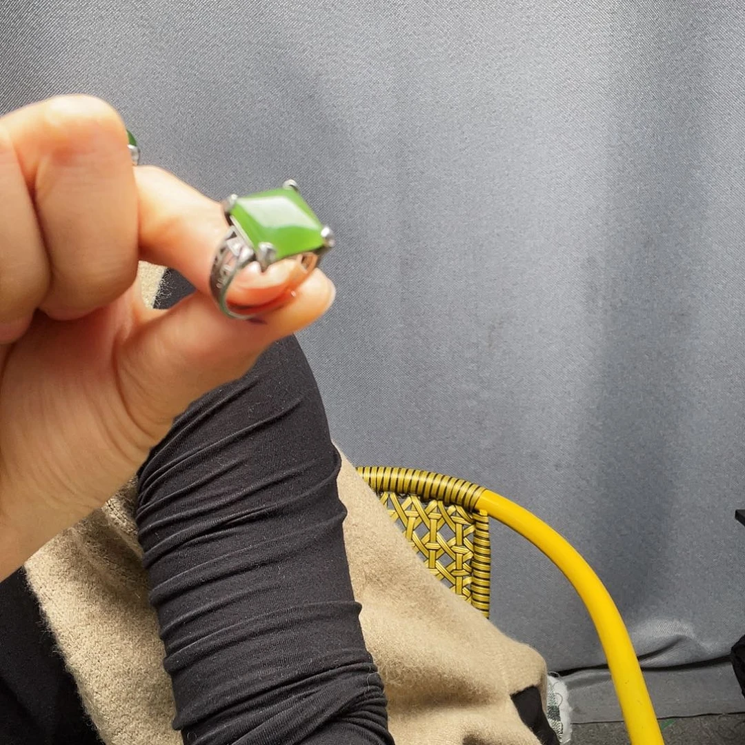 环***)和田玉银S925镶嵌戒指