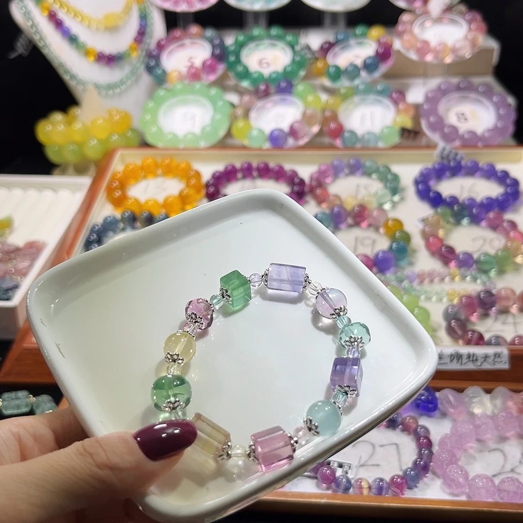 未镶嵌手链萤石粉紫设计款