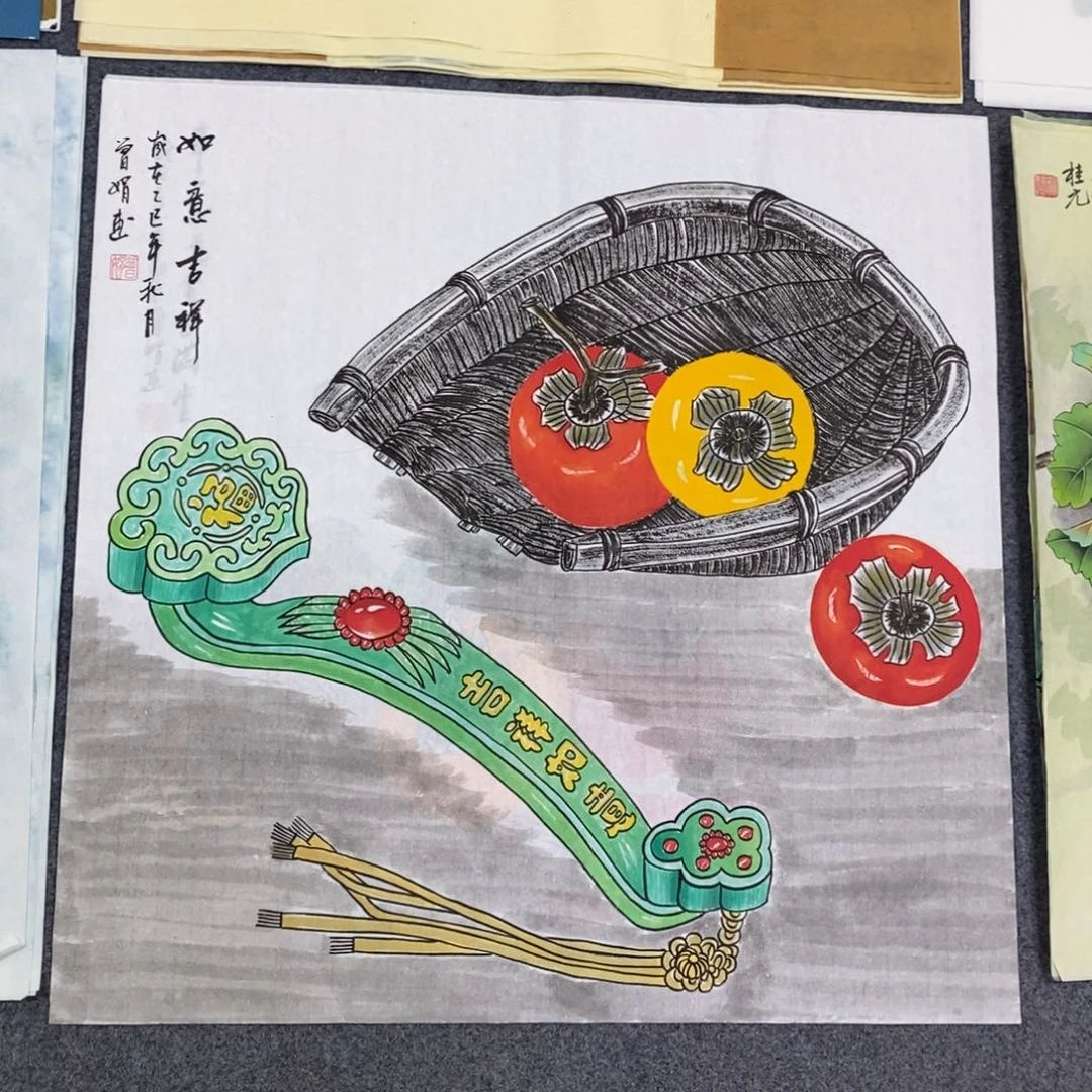 国画尺寸70✖️70精品斗方手绘画