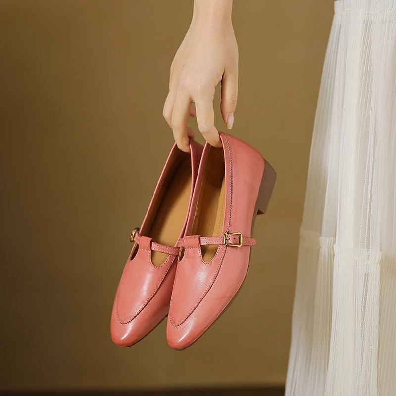 牛皮2.5公分/英伦风时尚软底显瘦单鞋低跟通勤真皮女鞋浅口乐福鞋