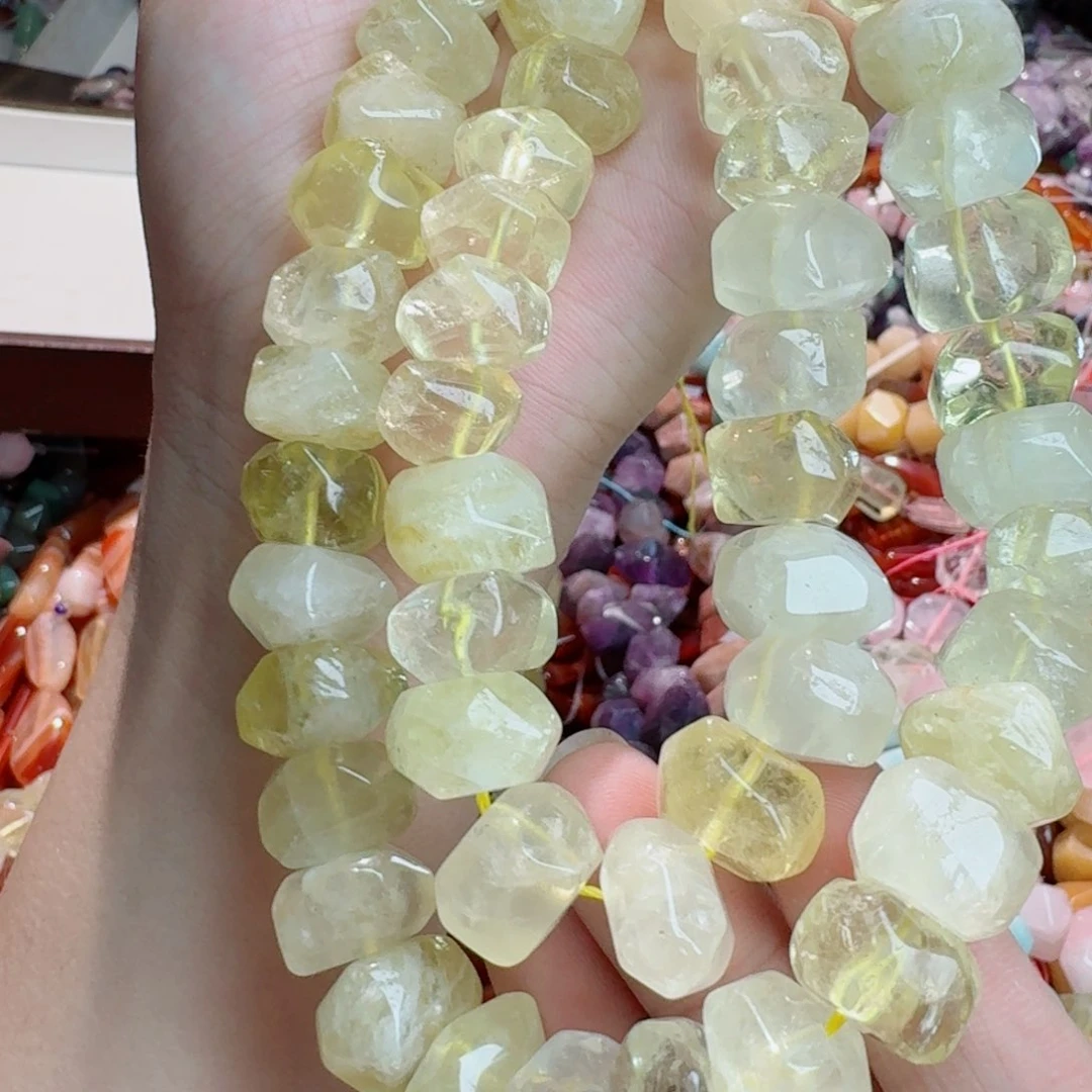 玛瑙/玉髓合金珠宝半成品14切面柠檬晶横一条