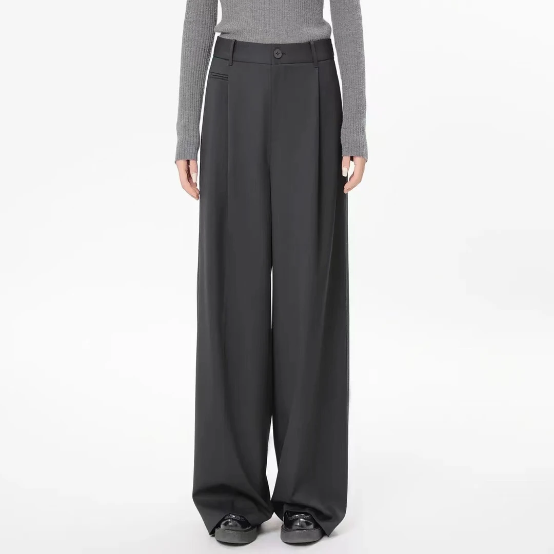 AMASS/阿玛施24上新中高腰穿搭直筒垂感直筒裤显瘦时尚裤5100649