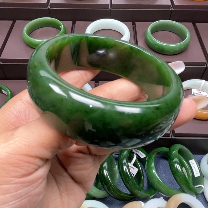 和田玉（碧玉）未镶嵌手镯63/64圈口可带
