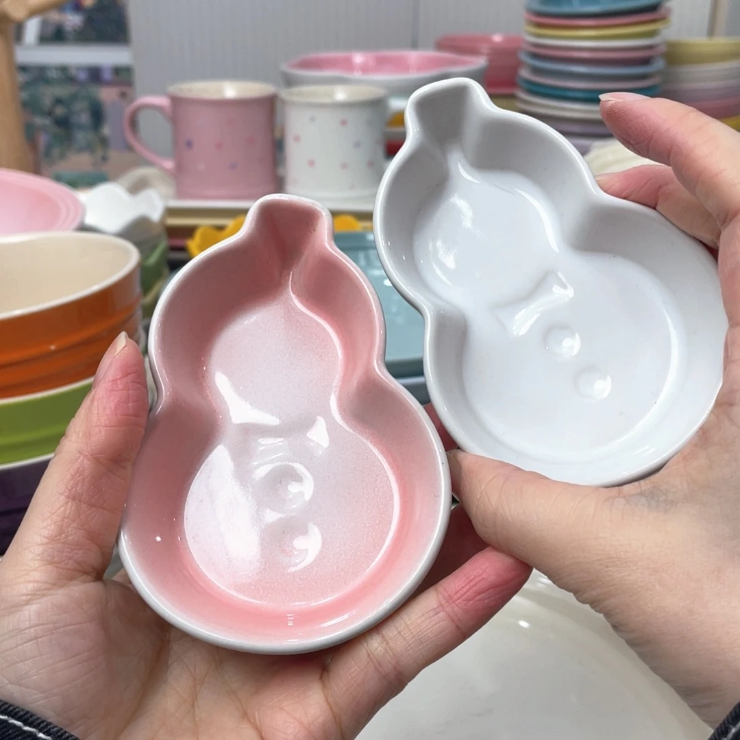 瓷片微瑕2个小雪人碟