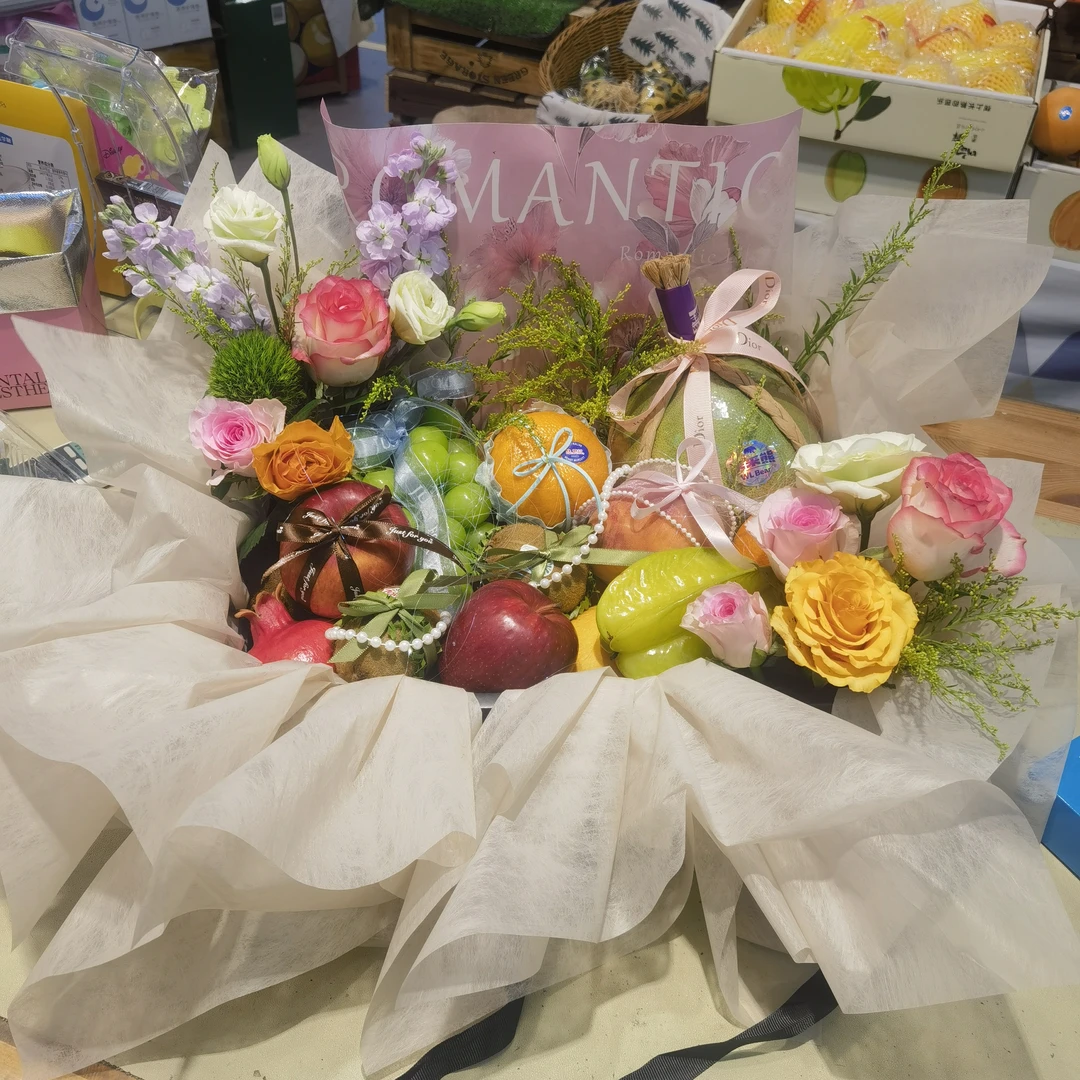 定制鲜花果礼生日礼物日常探望果篮礼盒8种水果加鲜花