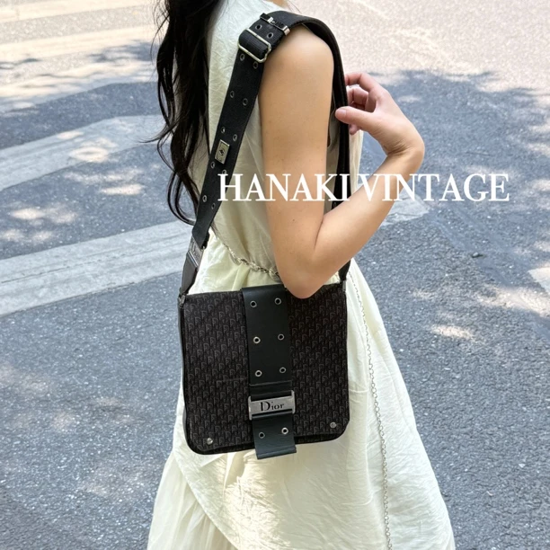 95新 DIOR/迪奥 花绮中古/Dior老花punk马鞍斜挎包/95新