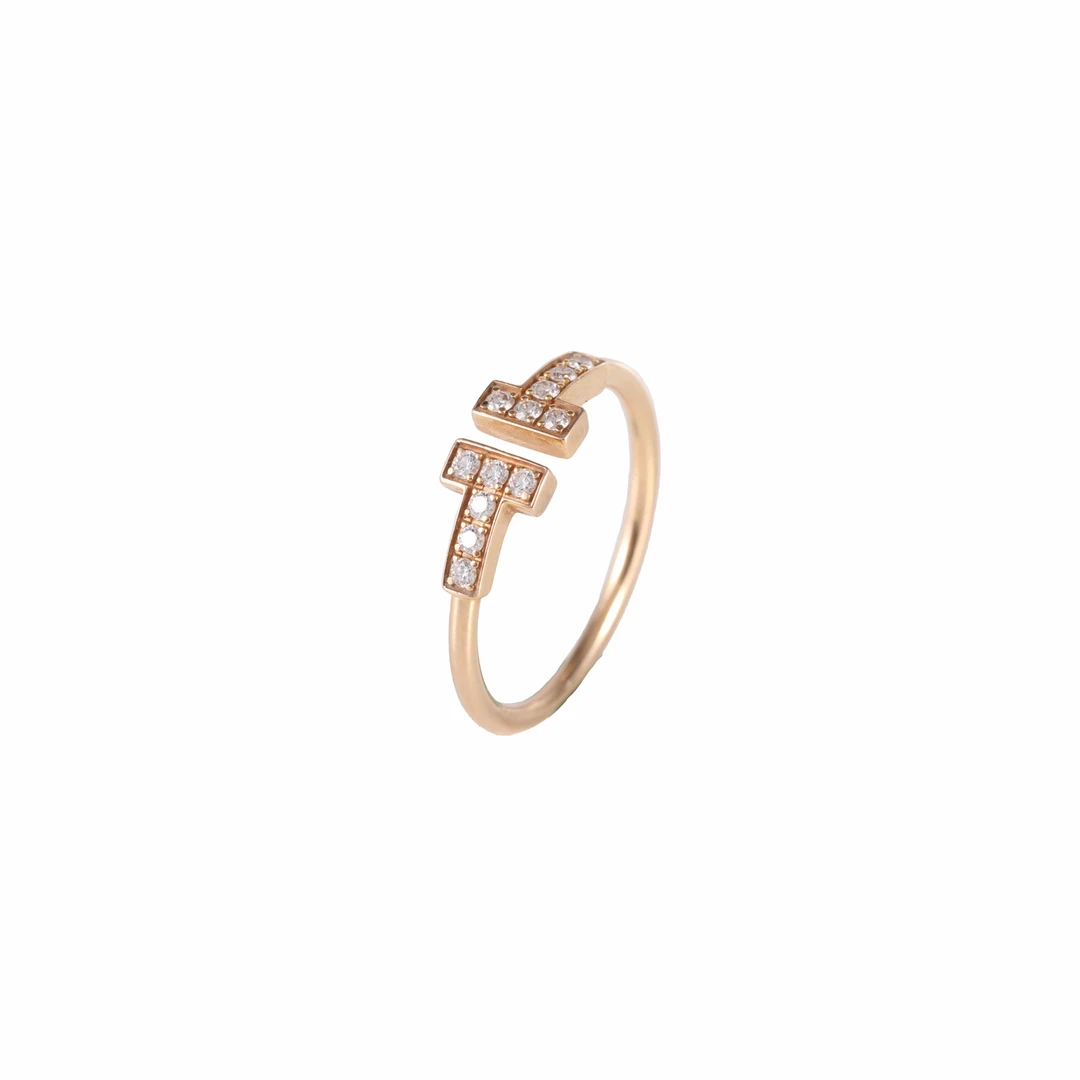99新 Tiffany & Co./蒂芙尼 小花柳 戒指 玫瑰金/钻石 53