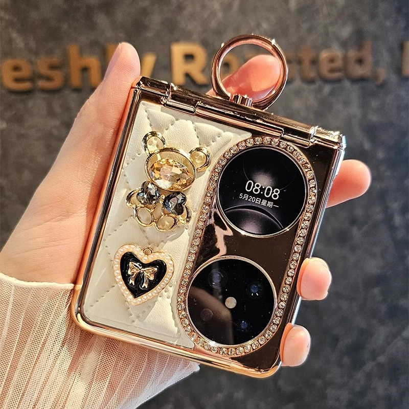 适用华为p50Pocket手机壳小香风斜挎折叠防摔pocket s女款指环扣