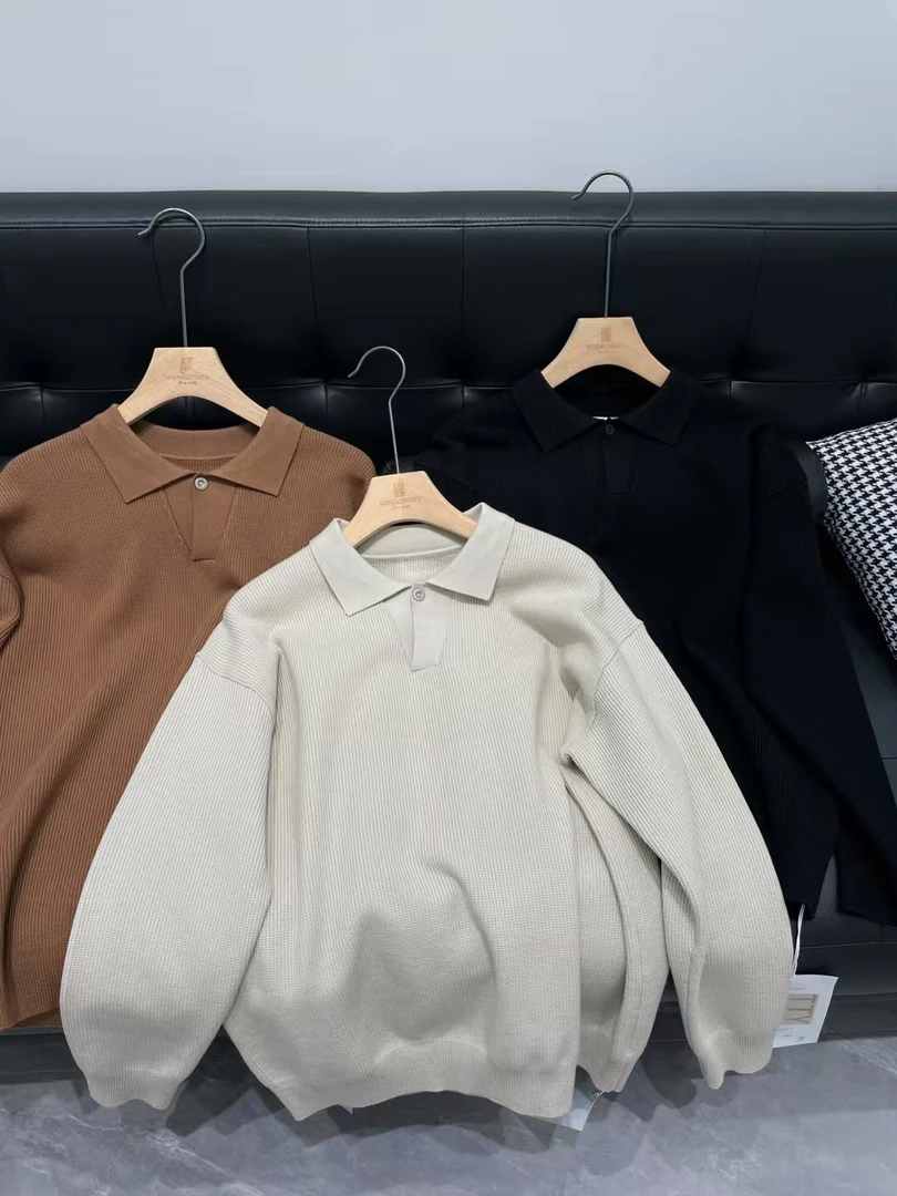 高品质套头针织翻领长袖