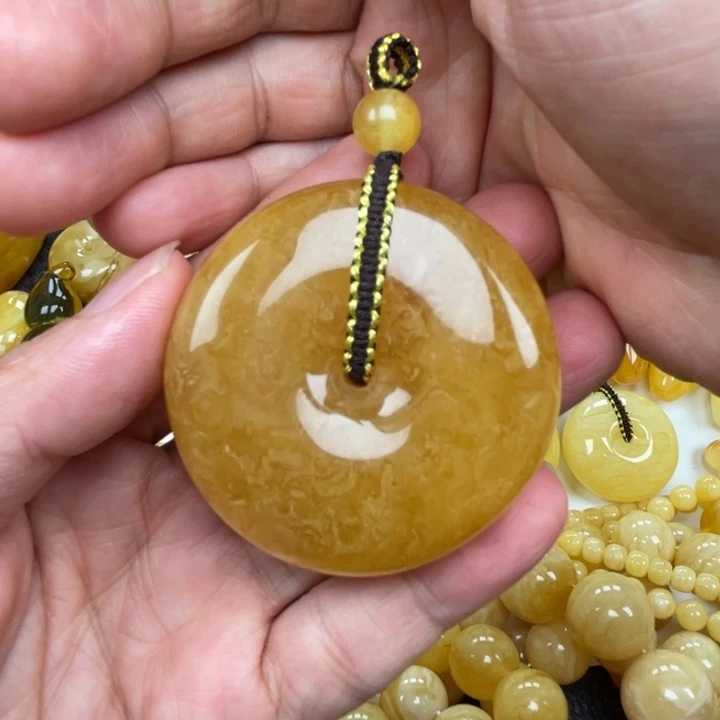 裸石蜜蜡未镶嵌葡***屋蜜蜡平安扣