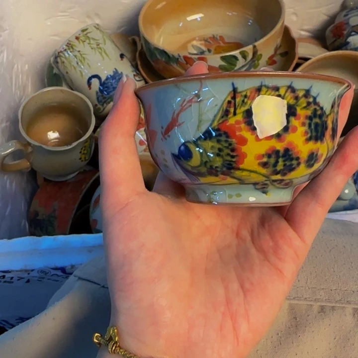 瓷片手工手绘细微不一样